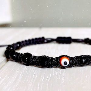 Turkish Red Evil Eye Nylon Beaded Bracelet